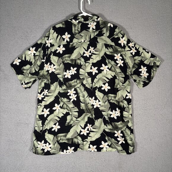 Tommy Bahama Button Down Hawaiian Shirt Men’s Size XL Floral Palms Silk Black - Picture 7 of 8